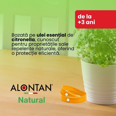 Bratara cu ulei esential Alontan Natural, 2 bucati, Pietrasanta Pharma 746086