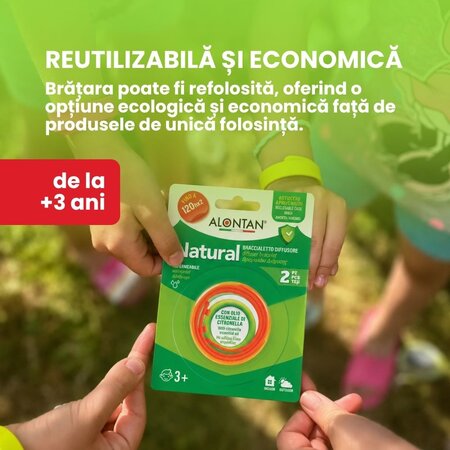 Bratara cu ulei esential Alontan Natural, 2 bucati, Pietrasanta Pharma 746089