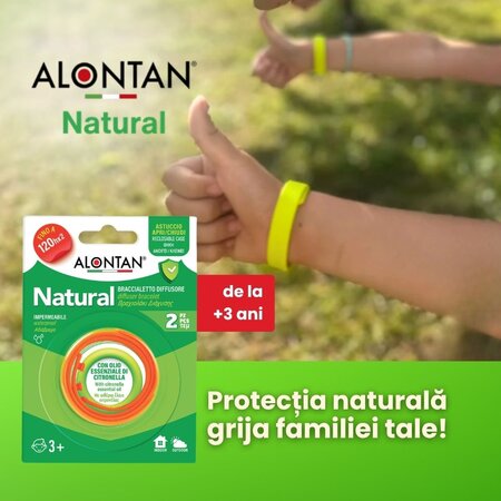 Bratara cu ulei esential Alontan Natural, 2 bucati, Pietrasanta Pharma 746088