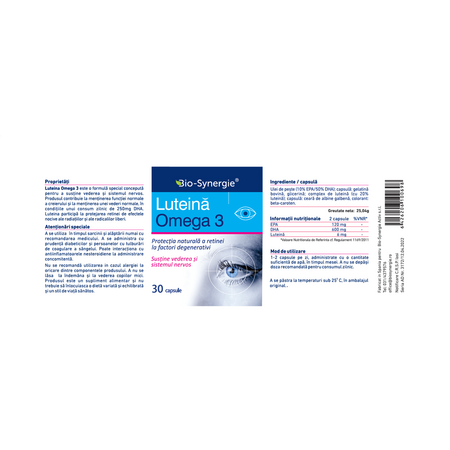 Luteina Omega 3, 30 capsule, Bio Synergie 705880