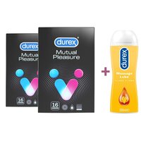 Pachet Prezervative Mutual Pleasure, 16 + 16 bucati + Lubrifiant Ylang Ylang, 200 ml, Durex, Durex