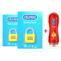 Pachet Prezervative Extra Safe, 18 + 18 bucăți + Lubrifiant Ylang Ylang, 200 ml, Durex