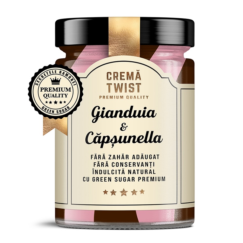 Crema tartinabila Twist Gianduia & Capsunela Secretele Ramonei, 350 g, Laboratoarele Remedia