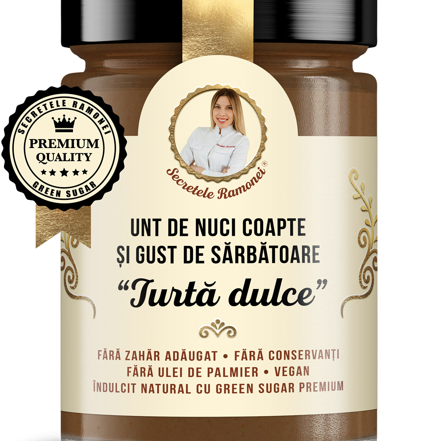 Crema tartinabila de nuci coapte Turta Dulce Secretele Ramonei, 350 g, Laboratoarele Remedia