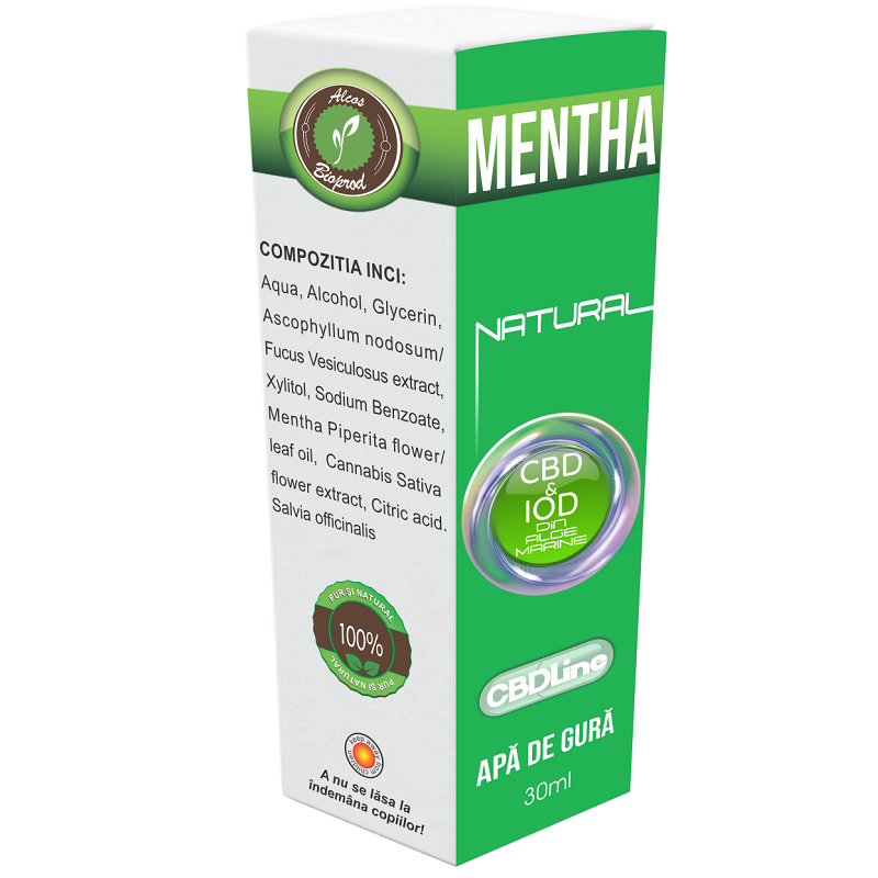 Apa de gura Mentha Natural CBD Line, 30 ml, Alcos Bioprod