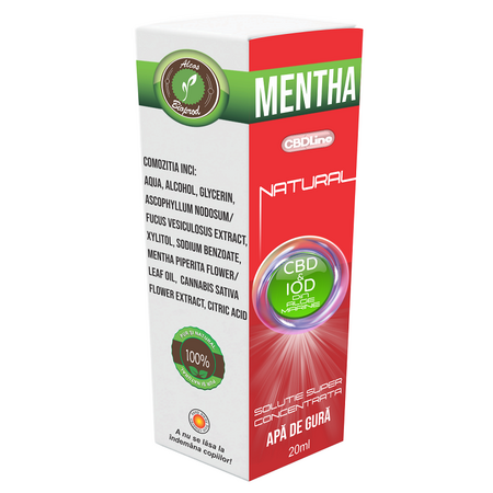 Apa de gura Mentha Natural CBD Line, 20 ml, Alcos Bioprod
