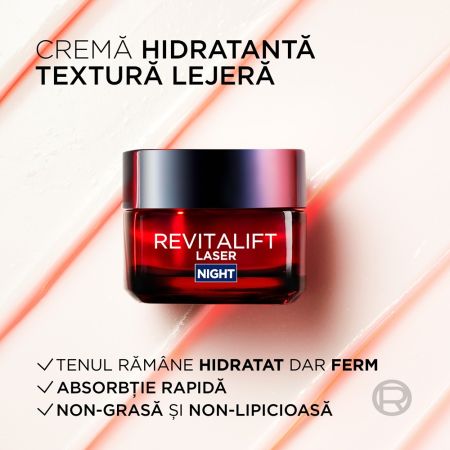 Crema antirid de noapte cu tripla actiune Revitalift Laser, 50 ml, Loreal 660550
