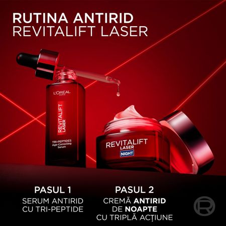 Crema antirid de noapte cu tripla actiune Revitalift Laser, 50 ml, Loreal 660551