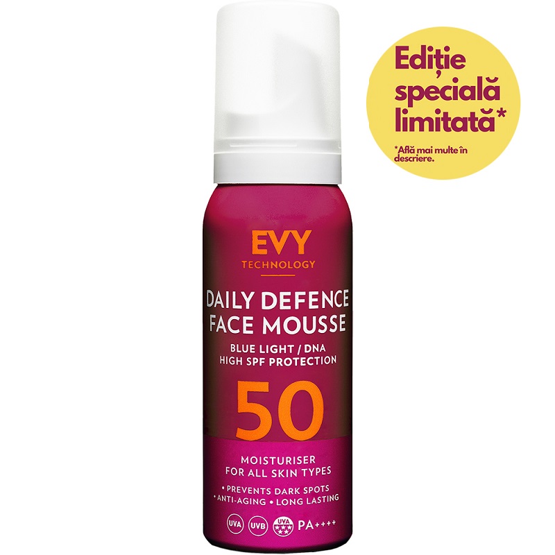 Spuma de fata cu SPF 50 Daily Defence Mousse, 75 ml, Evy