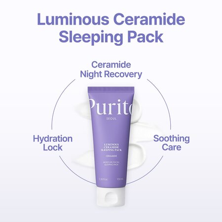 Masca de noapte cu ceramide pentru hidratare Luminous Ceramide Sleeping, 100 ml, Purito 676330