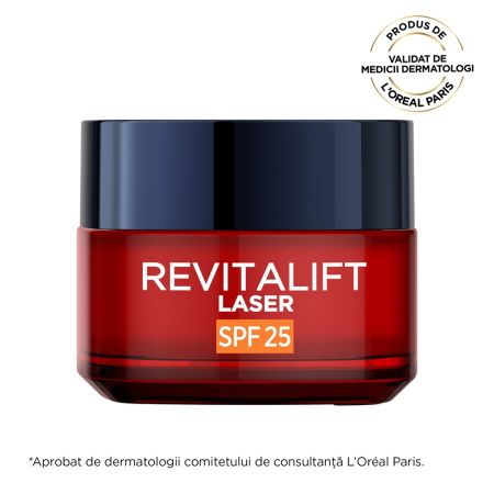 Crema antirid de zi cu tripla actiune si SPF 25 Revitalift Laser, 50 ml, Loreal 660558