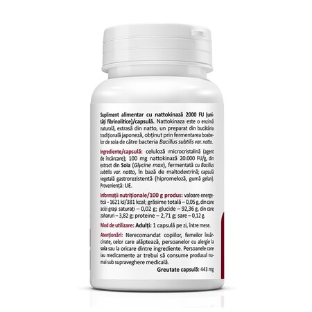 Nattokinase, 2000FU, 30 capsule gastrorezistente, Zenyth 619174