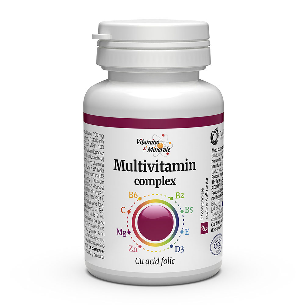 Complex de multivitamine cu acid folic, 30 comprimate, Dacia Plant