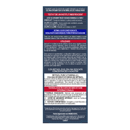 Ser antirid de noapte cu 0.2% retinol pur Revitalift Laser, 30 ml, Loreal 534434