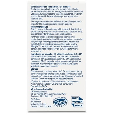 Probiotic pentru flora vaginala, 14 capsule, OptiBac 665883