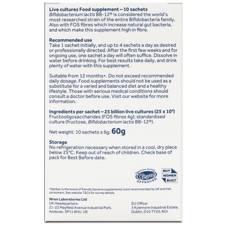 Probiotic cu Bifidobacterii si Fibre, 10 plicuri, OptiBac 665870