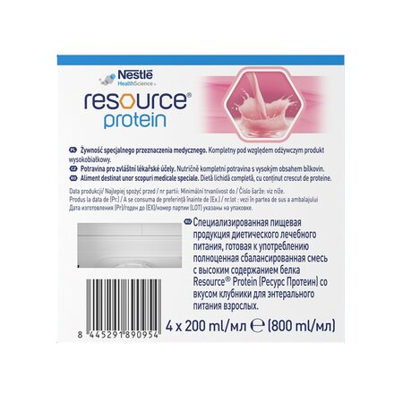 Resource 2.0 + Protein cu aroma de capsuni  fara gluten Resource Protein, 4 x 200 ml, Nestle 708394