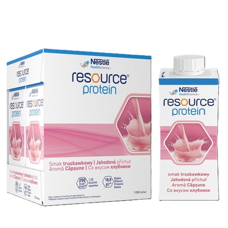 Resource 2.0 + Protein cu aroma de capsuni  fara gluten Resource Protein, 4 x 200 ml, Nestle 708387