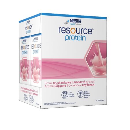 Resource 2.0 + Protein cu aroma de capsuni  fara gluten Resource Protein, 4 x 200 ml, Nestle 708393