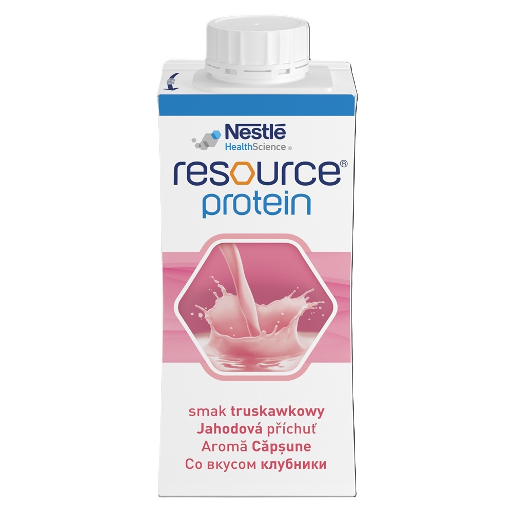 Resource 2.0 + Protein cu aroma de capsuni  fara gluten Resource Protein, 4 x 200 ml, Nestle