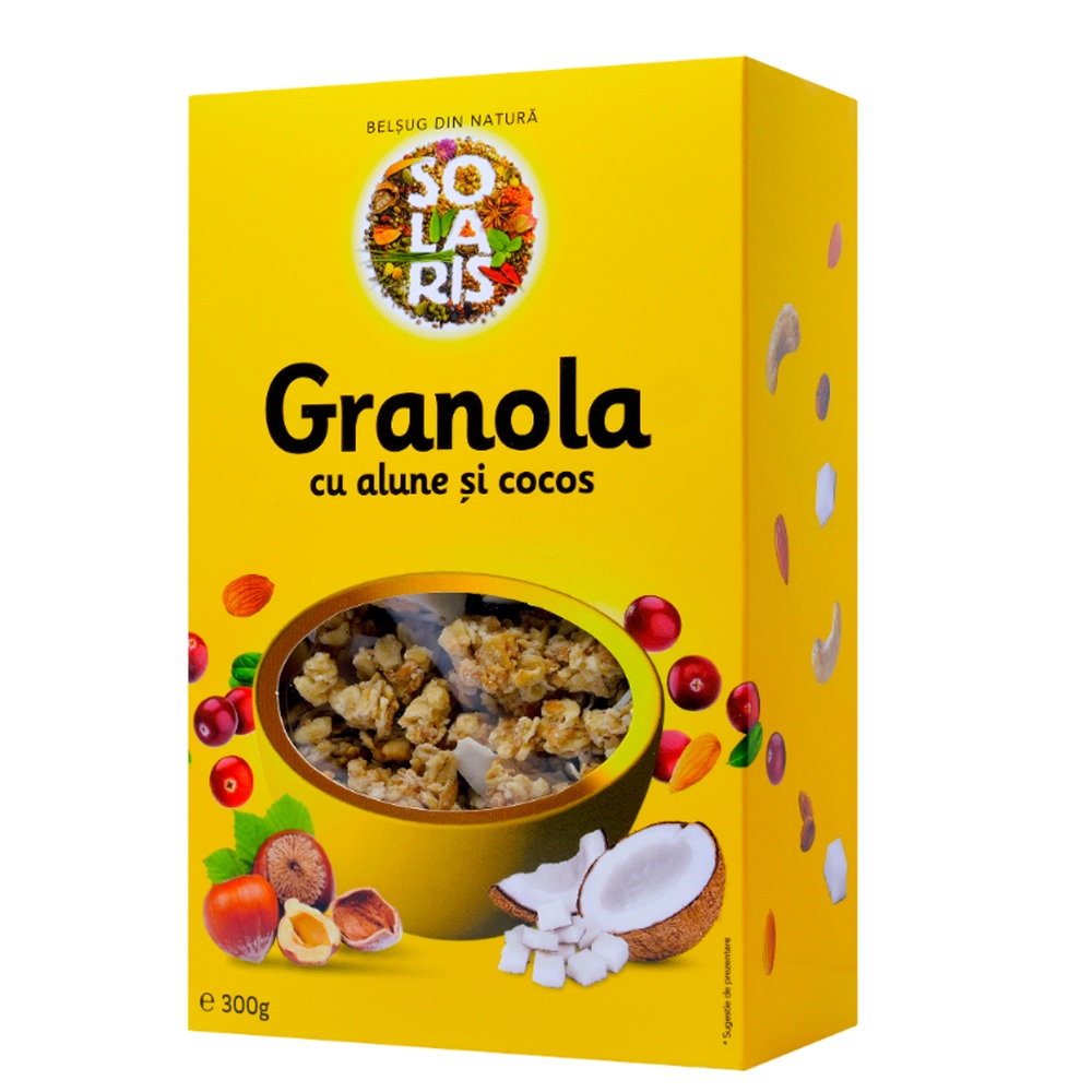 Granola cu alune si cocos, 300 g, Solaris