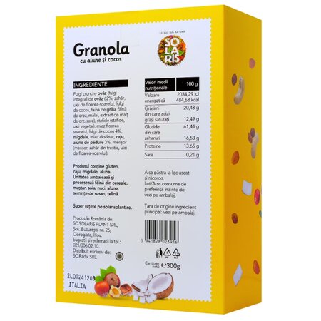 Granola cu alune si cocos, 300 g, Solaris 661483