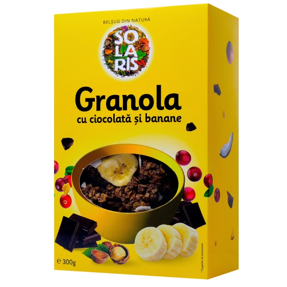 Granola cu ciocolata si banane, 300 g, Solaris