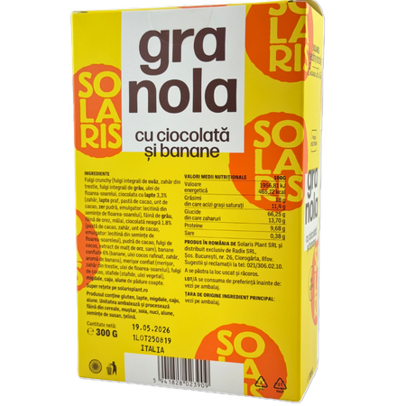Granola cu ciocolata si banane, 300 g, Solaris 721983