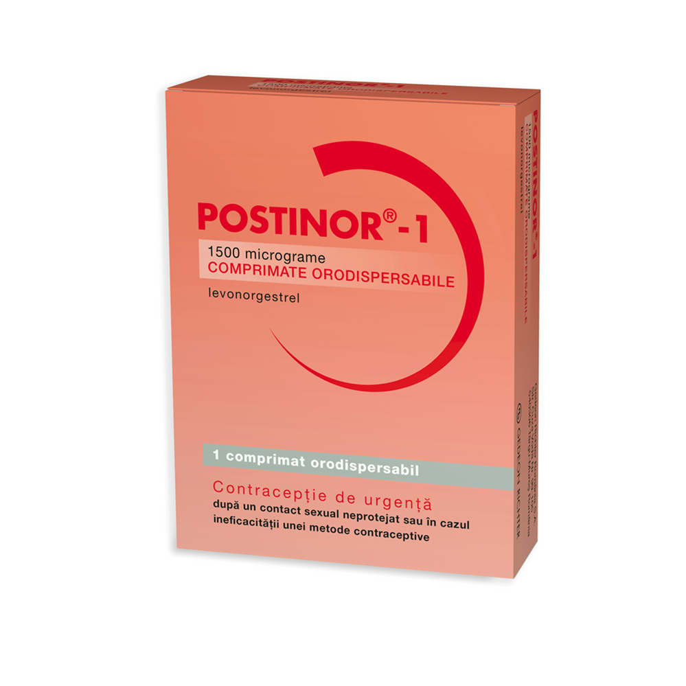 Postinor - 1, 1500 micrograme, 1 comprimat orodispersabil, Gedeon Richter