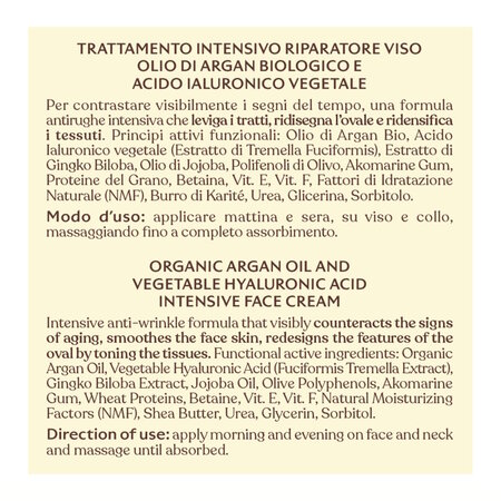 Tratament reparator pentru fata cu ulei de argan si acid hialuronic, 50 ml, L'Erboristica 710690