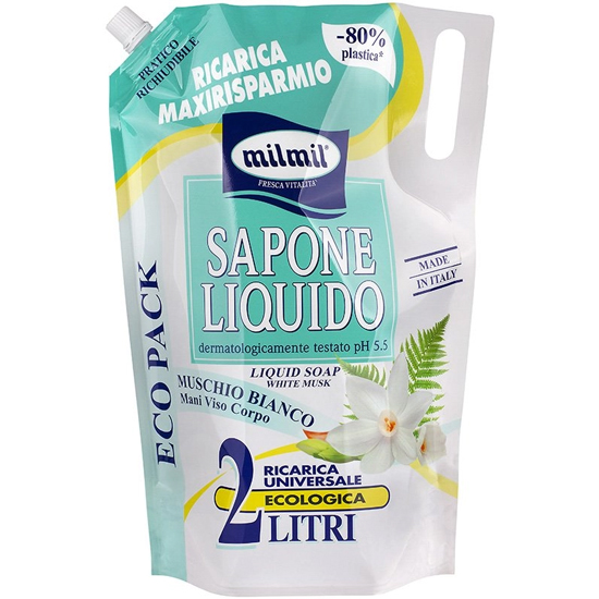 Rezerva sapun lichid cu mosc alb, 2000 ml, Milmil