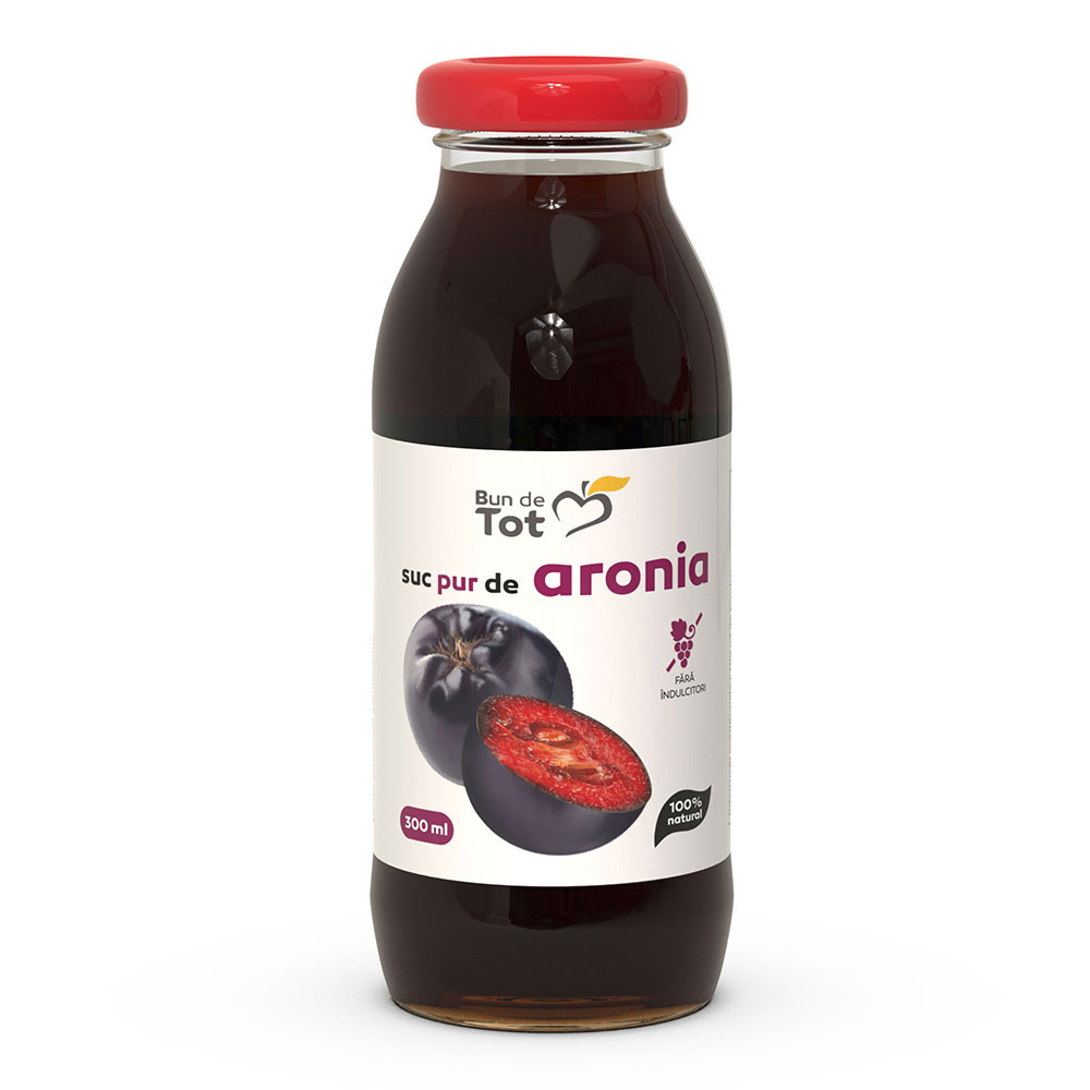 Suc de aronia fara zahar Bun de Tot, 300 ml, Dacia Plant