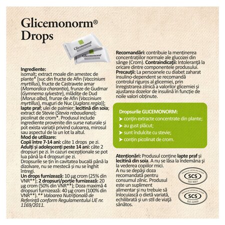 Glicemonorm Drops, 20 bucati, Dacia Plant 738735