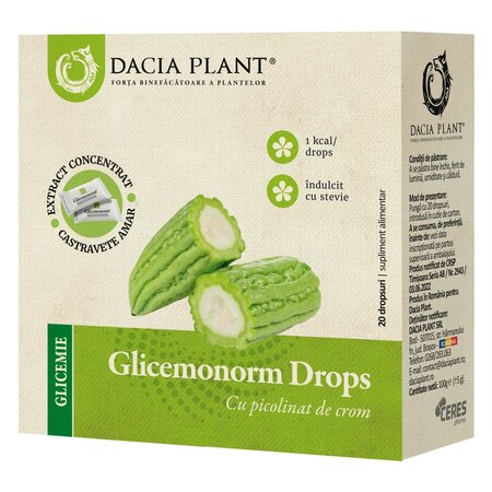 Glicemonorm Drops, 20 bucati, Dacia Plant
