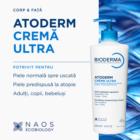 Crema hidratanta pentru fata si corp Atoderm Ultra, 500 ml, derma 751531