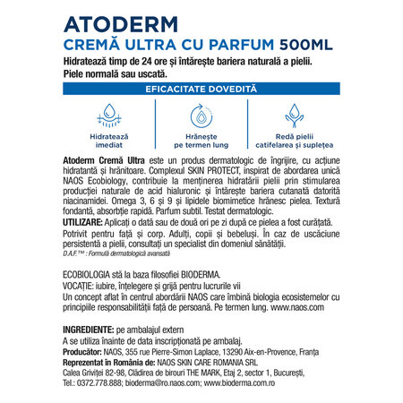 Crema hidratanta parfumata pentru fata si corp Atoderm Ultra, 500 ml, derma 751579