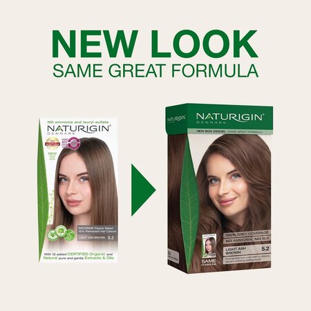 Vopsea de par naturala fara amoniac 5.2 Light Ash Brown, 115 ml, Naturigin 624891