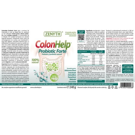 Colon Help Probiotic Forte, 240 g, Zenyth 700697