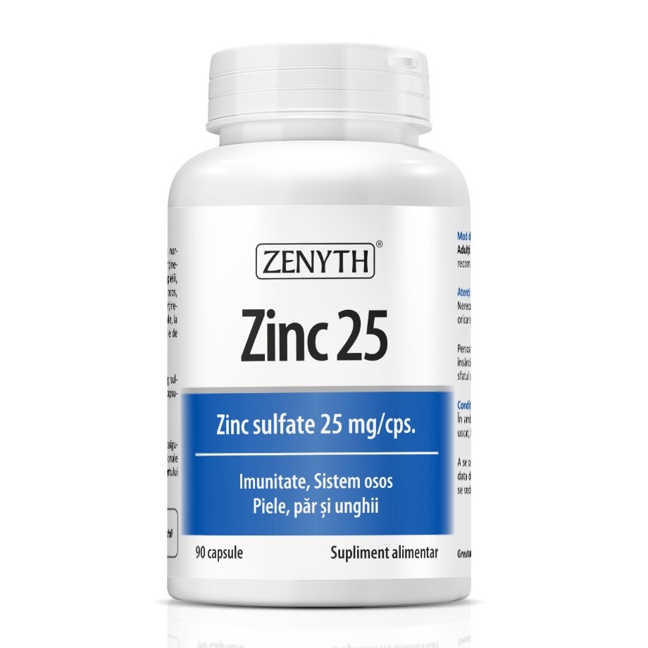 Zinc 25 sulfat de zinc, 25 mg, 90 capsule, Zenyth