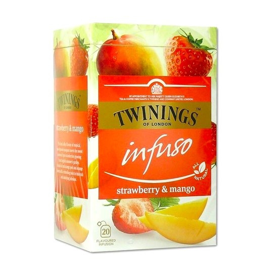 Ceai infuzie cu aroma de capsuni si mango, 20 plicuri, Twinings