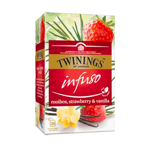 Ceai infuzie cu aroma rooibos, capsuni si vanilie, 20 plicuri, Twinings