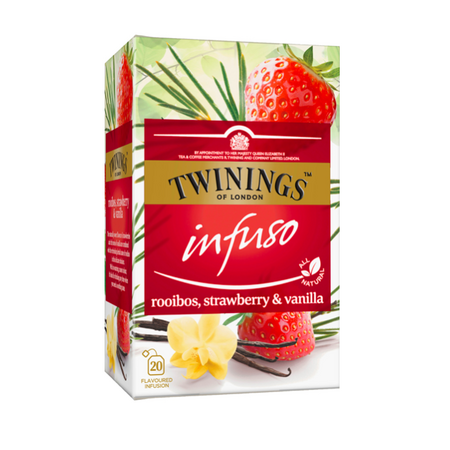 Ceai infuzie cu aroma rooibos, capsuni si vanilie, 20 plicuri, Twinings