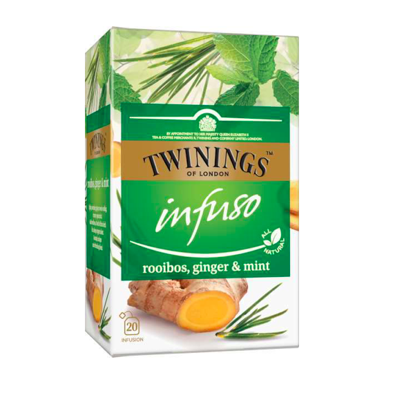 Ceai infuzie cu aroma rooibos, ghimbir si menta, 20 plicuri, Twinings