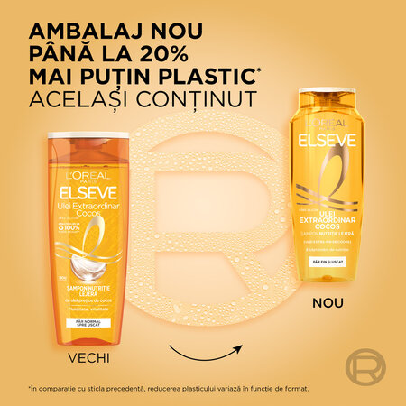 Sampon pentru par normal spre uscat Ulei Extraordinar Cocos, 250 ml, Elseve 696018