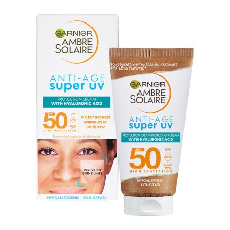 Crema de fata antirid cu protectie solara SPF 50 Super UV Ambre Solaire, 50 ml, Garnier 594759
