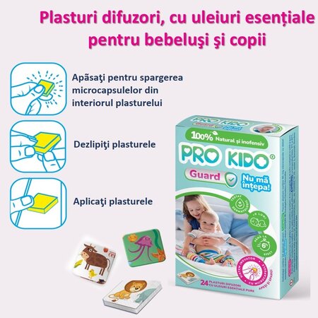 Plasturi difuzori naturali pentru bebelusi si copii Pro Kido Guard, 24 bucati, PharmaExcell 660911
