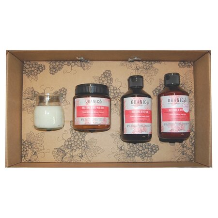 Pachet Sampon pentru reparare 250 ml + Balsam pentru reparare 250 ml + Masca de par 3 in 1 pentru reparare 250 ml + Lumanare parfumata 1 bucata Restore&Repair, Ohanic 545616