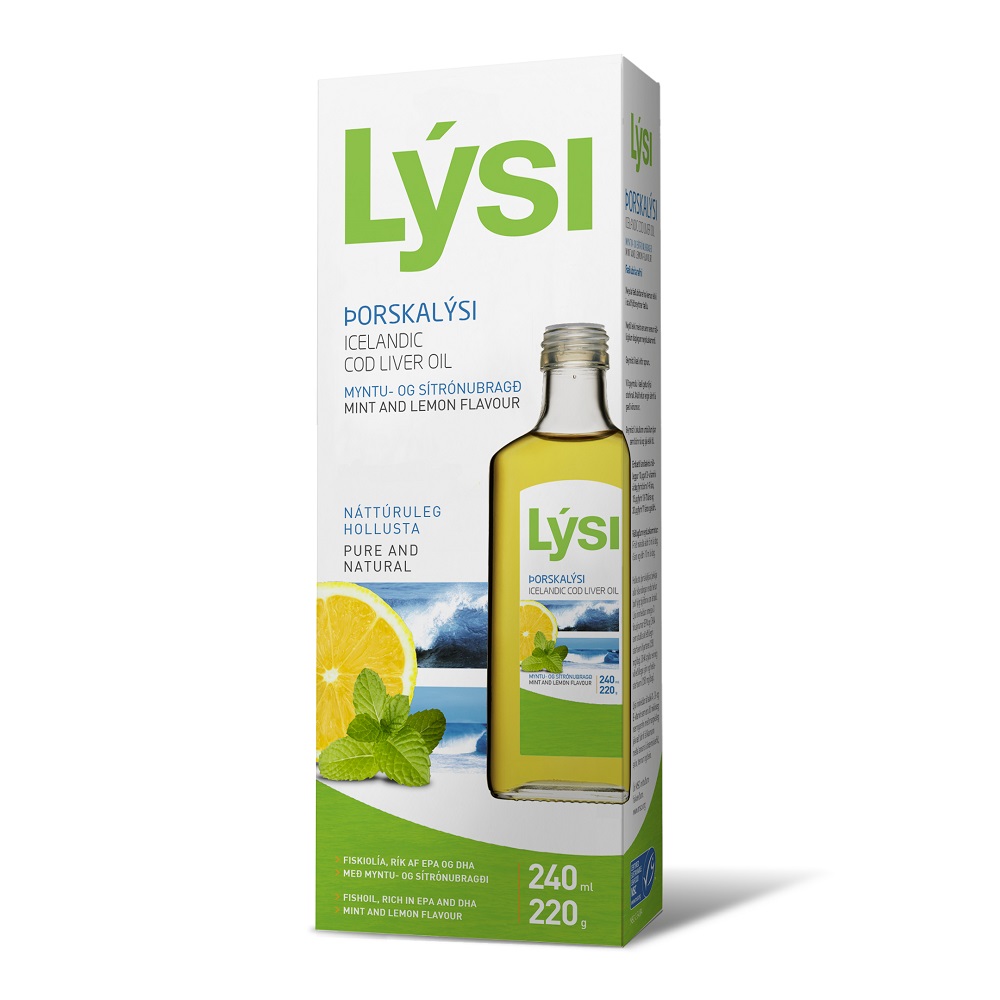 Ulei din ficat de cod cu aroma de lamaie si menta, 240 ml, Lysi