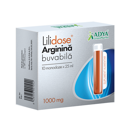 Arginina Buvabila Lilidose, 1000 mg, 10 monodoze x 25 ml, Adya Green Pharma