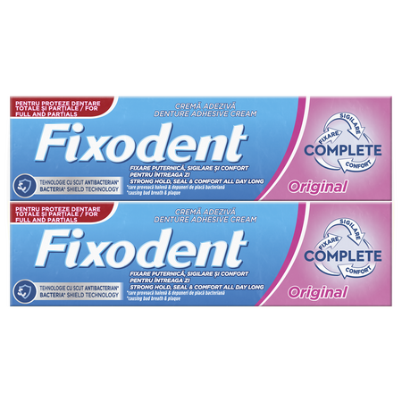 Pachet Crema adeziva pentru proteza dentara Original, 47 g + 47 g, Fixodent Complete
